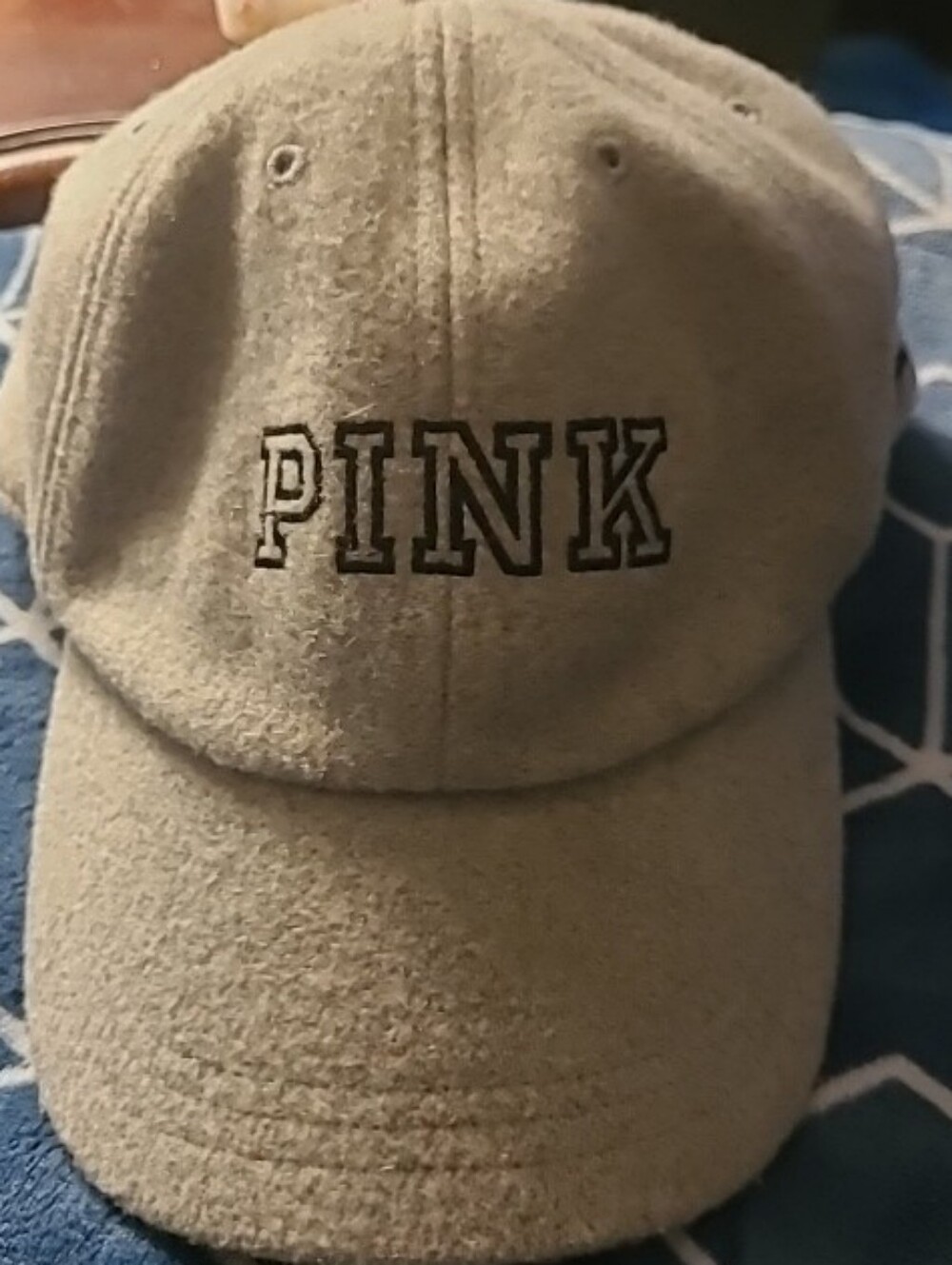 PINK Victoria's Secret Wool Blend Baseball Cap Hat Gray One Size Adjustable
